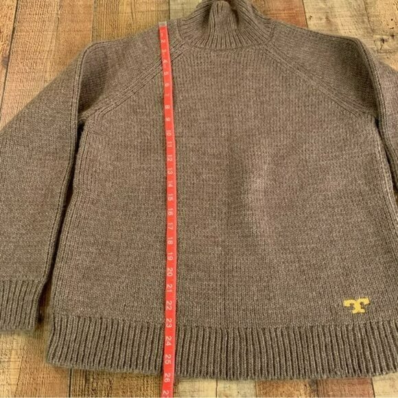 Tory Burch wool alpaca raglan turtleneck dark oatmeal sweater medium - Picture 3 of 7